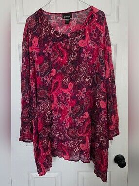 Avenue Plus Size 30/32 Paisley Tunic Top